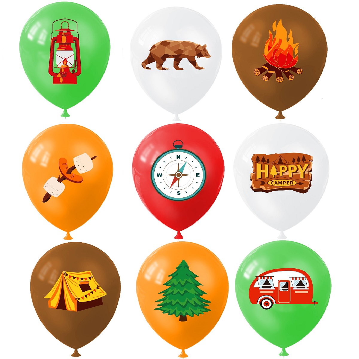 9pcs Happy Camping Balloon, Ou - огляд і ціна Outdoor Adventure Girl
